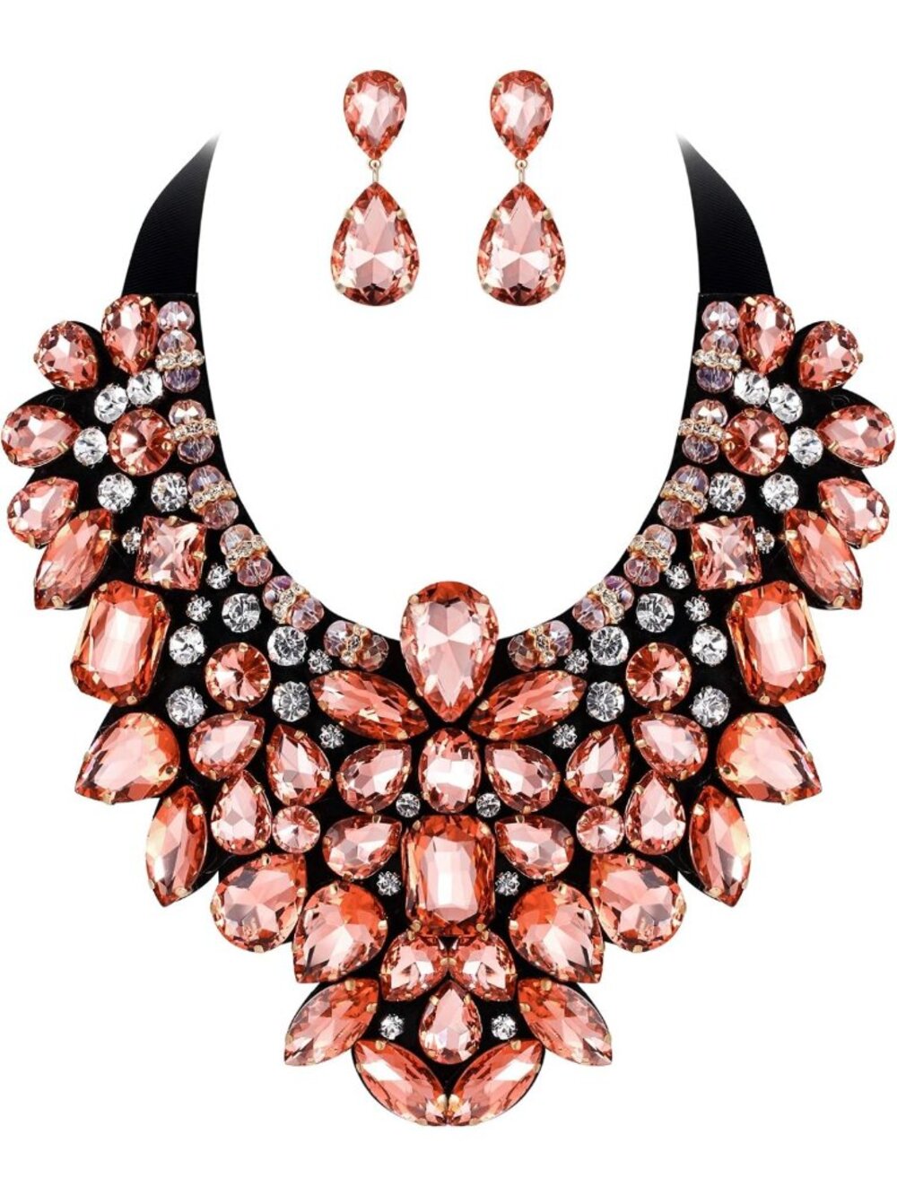Vibrant Rhinestone Crystal Statement Jewelry Set - 9 Colors Necklace & Earrings